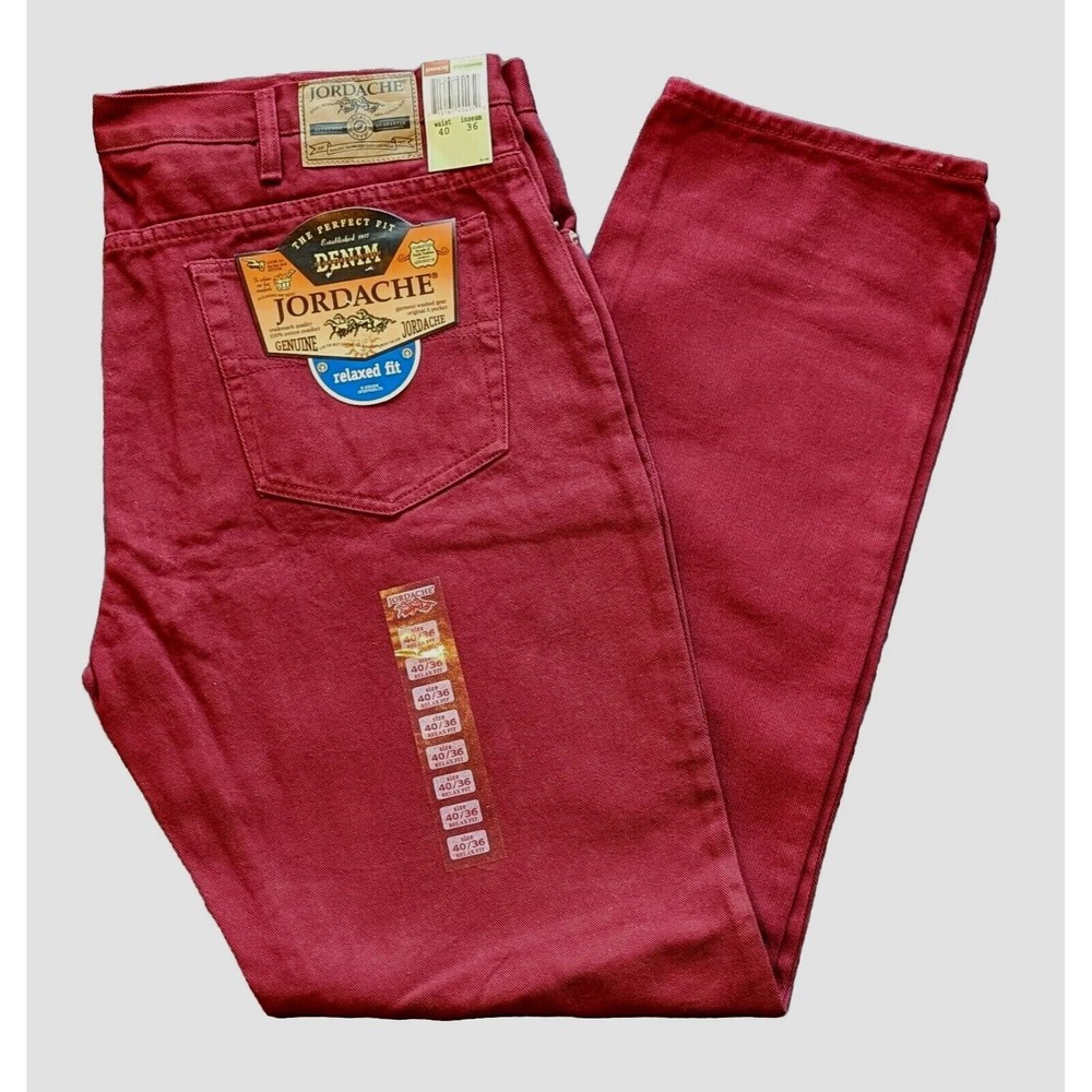 Vintage Y2K Red Jordache Relaxed Fit Denim Jeans Men's 40x36/35 NWT Deadstock